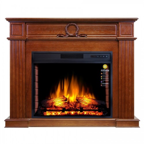Класичний камінокомплект ArtiFlame NEOCLASSIC AF28S Горіх ефект полум'я зі звуком та обігрівом