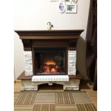 Напольный камин Fireplace Иоганн Штраус Белый + Орех эффект живого пламени со звуком и обогревом