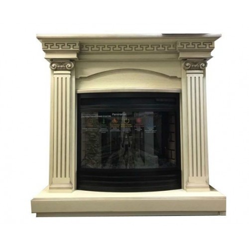 Фронтальний каминокомплект Fireplace Олімп Бежевий ефект живого полум'я зі звуком і обігрівом