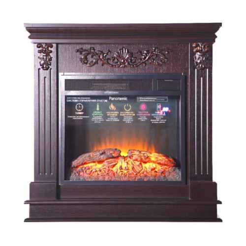 Класичний каминокомплект Fireplace Дарлінг Темний дуб ефект живого вогню зі звуком і обігрівом