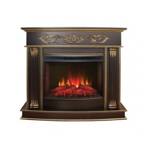 Фронтальний каминокомплект Fireplace Еврика Горіх з ефектом живого полум'я зі звуком і обігрівом