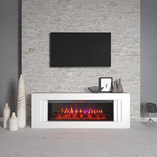 Лінійний камінокомплект ArtiFlame LINE AF50 Білий б'янко з ефектом полум'я зі звуком та обігрівом