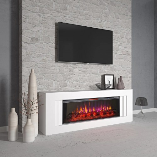 Лінійний камінокомплект ArtiFlame LINE AF50 Білий б'янко з ефектом полум'я зі звуком та обігрівом