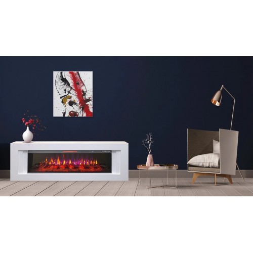 Лінійний камінокомплект ArtiFlame LINE AF50 Білий б'янко з ефектом полум'я зі звуком та обігрівом