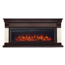 Лінійний каминокомплект Fireplace Единбург Темний дуб ефект живого полум'я зі звуком і обігрівом