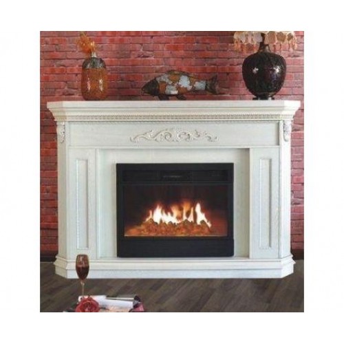 Підлоговий каминокомплект Fireplace Токіо Білий ефект живого полум'я зі звуком і обігрівом