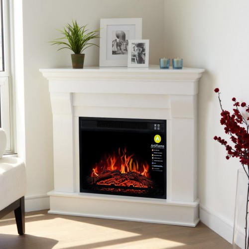 Кутовий камін ArtiFlame ALBION CORNER AF23 Білий ваніль з ефектом полум'я зі звуком і обігрівом