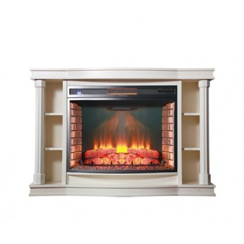 ТБ тумба з каміном Fireplace Колорадо Бежевий з ефектом живого вогню зі звуком і обігрівом