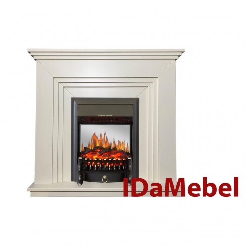 Камінокомплект IDaMebel Gloria Білий Fobos Black з ефектом мерехтливих дров зі звуком та обігрівом