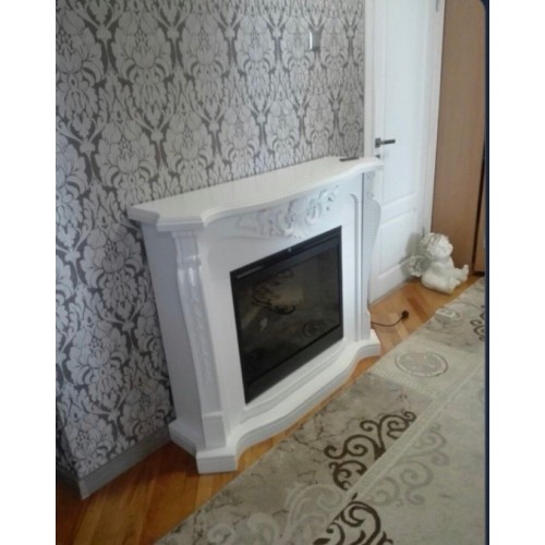 Пристінний каминокомплект Fireplace Моцарт Білий з ефектом живого полум'я зі звуком і обігрівом