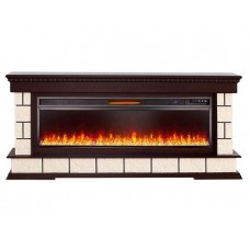 Лінійний каминокомплект Fireplace Барселона Темний дуб ефект живого полум'я зі звуком і обігрівом