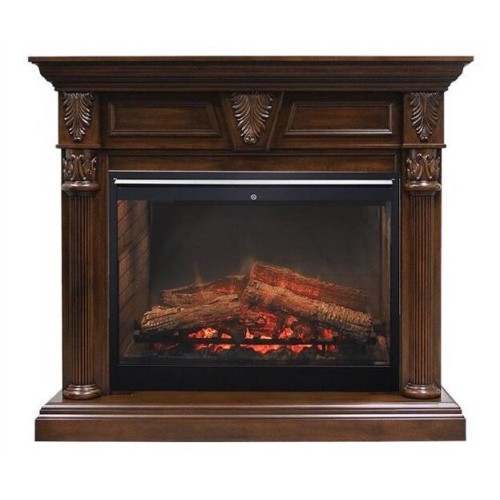 Класичний каминокомплект Fireplace Рубенс Темний горіх ефект живого вогню зі звуком і обігрівом