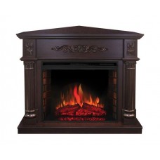 Кутовий каминокомплект Fireplace Лувр Античний дуб ефект живого полум'я зі звуком і обігрівом
