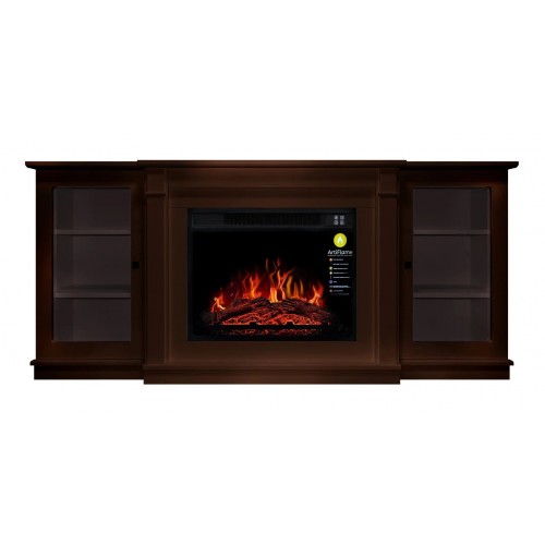 ТБ тумба з електро каміном ArtiFlame VERMONT AF23S Коньяк з ефектом полум'я зі звуком та обігрівом