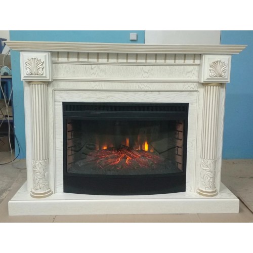 Пристінний каминокомплект Fireplace Аляска Шпон дуб ефект живого полум'я зі звуком і обігрівом