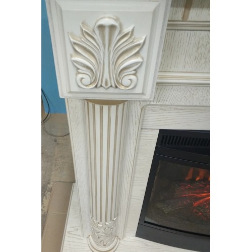 Пристінний каминокомплект Fireplace Аляска Шпон дуб ефект живого полум'я зі звуком і обігрівом