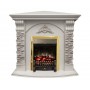 Кутовий каминокомплект Fireplace Кіпр Білий дуб ефект мерехтливих дров зі звуком і обігрівом