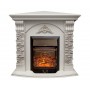 Кутовий каминокомплект Fireplace Кіпр Білий дуб ефект мерехтливих дров зі звуком і обігрівом