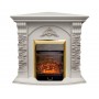 Кутовий каминокомплект Fireplace Кіпр Білий дуб ефект мерехтливих дров зі звуком і обігрівом