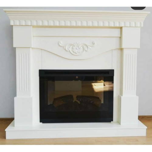 Класичний каминокомплект Fireplace Бетховен Бежевий з ефектом живого вогню зі звуком і обігрівом