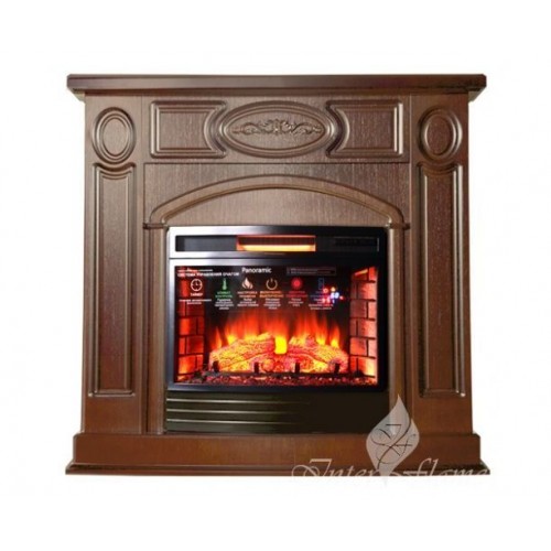 Класичний каминокомплект Fireplace Таранто Світлий дуб ефект живого вогню зі звуком і обігрівом