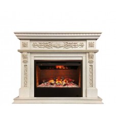 Класичний каминокомплект Fireplace Конго Білий дуб з ефектом живого вогню зі звуком і обігрівом
