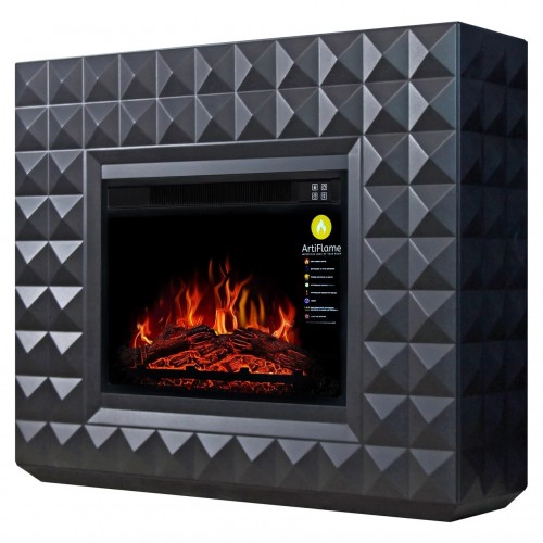 Каминокомплект ArtiFlame DIAMOND AF23S Чорний з ефектом полум'я зі звуком і обігрівом