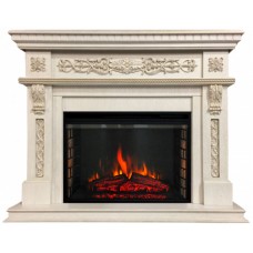 Підлоговий каминокомплект Fireplace Флоренція Білий дуб ефект живого вогню зі звуком і обігрівом