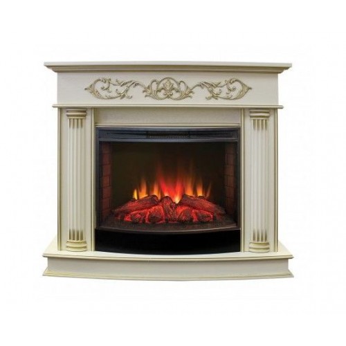 Фронтальний каминокомплект Fireplace Еврика Білий дуб ефект живого полум'я зі звуком і обігрівом