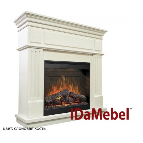 Камінокомплект IDaMebel New York Коричневий ефект мерехтливих дров і полум'я Optiflame з обігрівом