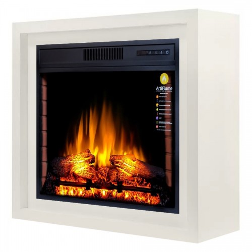 Сучасний каминокомплект ArtiFlame BRONX AF28S Білий дуб з ефектом полум'я зі звуком і обігрівом