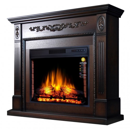 Камінокомплект ArtiFlame SOHO AF28S Махагон коричневий антик ефект полум'я зі звуком та обігрівом