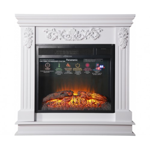 Класичний каминокомплект Fireplace Дарлінг Білий з ефектом живого вогню зі звуком і обігрівом