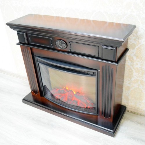 Пристінний каминокомплект Fireplace Мюнхен Чорний ефект живого вогню зі звуком і обігрівом