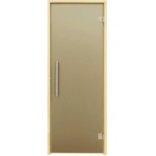 Стеклянная дверь для бани и сауны Tesli Steel 783х2000 мм закаленное стекло прозрачная бронза