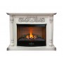 Каминокомплект Fireplace Оріноко Слонова кістка + Патина ефект живого вогню зі звуком і обігрівом