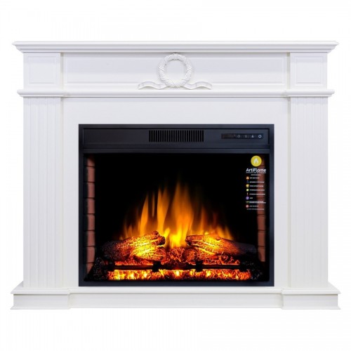 Камінокомплект ArtiFlame NEOCLASSIC AF28S Білий б'янко з ефектом полум'я зі звуком та обігрівом