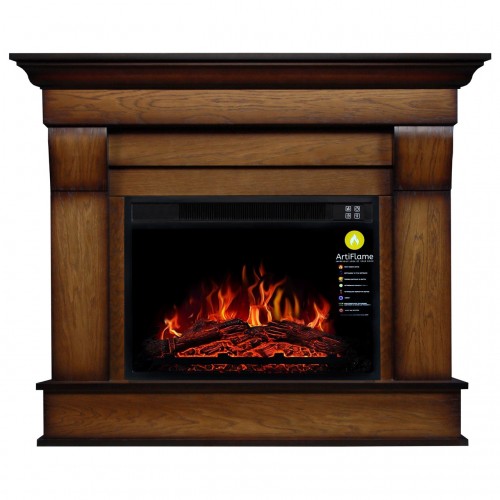 Кутовий каминокомплект ArtiFlame ALBION CORNER AF23 Античний дуб з ефектом живого вогню з обігрівом