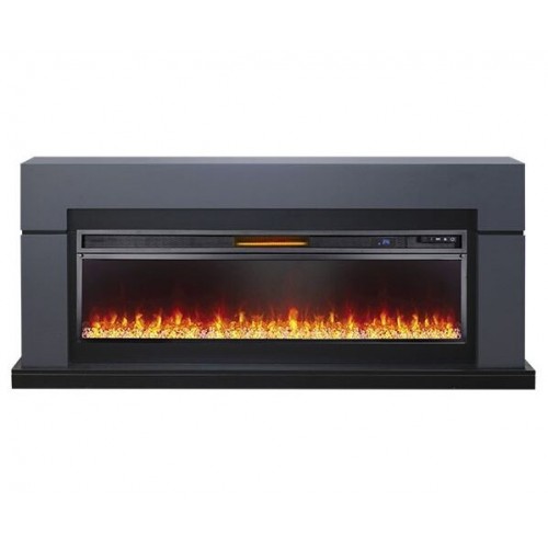 Лінійний каминокомплект Fireplace Берлін Сірий з ефектом живого полум'я зі звуком і обігрівом