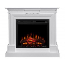 Класичний каминокомплект Fireplace Мане Білий з ефектом живого вогню зі звуком і обігрівом