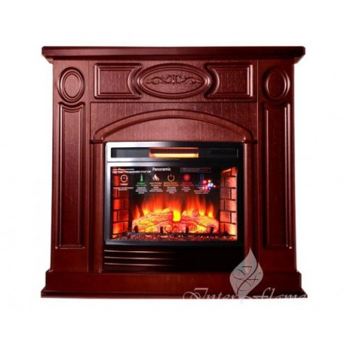 Класичний каминокомплект Fireplace Таранто Махагон з ефектом живого вогню зі звуком і обігрівом