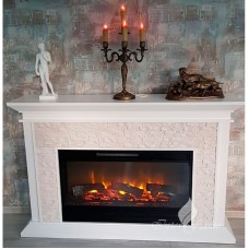 Фронтальний каминокомплект Fireplace Відень Білий ефект живого вогню зі звуком і обігрівом