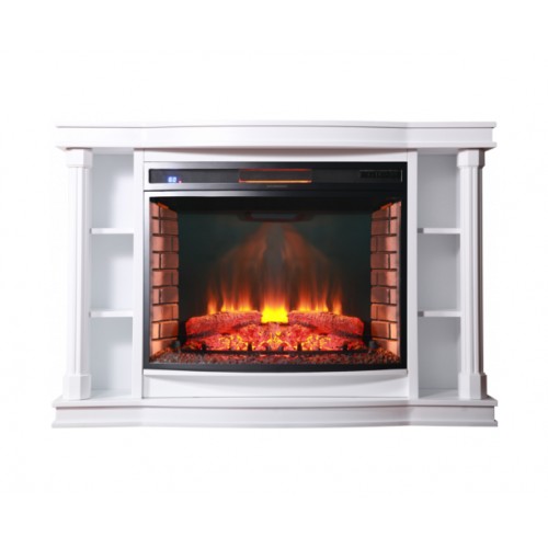 ТБ тумба з каміном Fireplace Колорадо Білий з ефектом живого вогню зі звуком і обігрівом