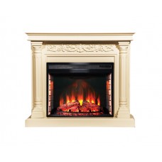 Пристінний каминокомплект Fireplace Пікассо Бежевий з ефектом живого полум'я зі звуком і обігрівом