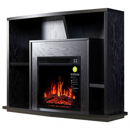 ТВ тумба з електрокаміном ArtiFlame BINN AF18 Темний горіх з ефектом живого вогню з обігрівом