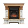 Фронтальнный камін Fireplace Македонія Білий + Дуб ефект мерехтливих дров зі звуком і обігрівом