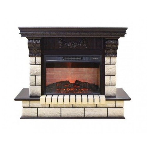 Підлоговий каминокомплект Fireplace Вікторія Античний дуб ефект живого полум'я зі звуком і обігрівом