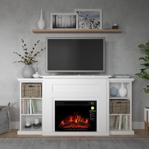 ТБ тумба з електро каміном ArtiFlame VICTORIA AF23 Білий б'янко з ефектом живого вогню з обігрівом
