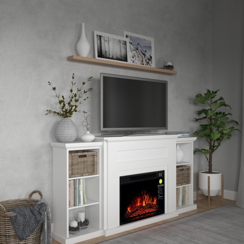 ТБ тумба з електро каміном ArtiFlame VICTORIA AF23 Білий б'янко з ефектом живого вогню з обігрівом