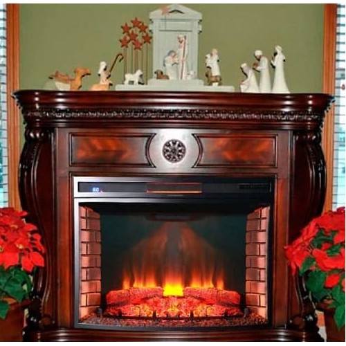 Класичний камін Fireplace Джорджина Антична вишня з ефектом живого вогню зі звуком і обігрівом